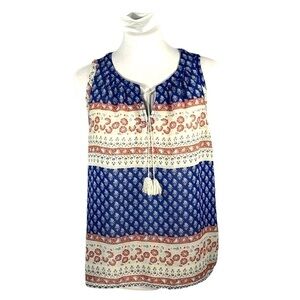 𝅺gap camisole floral boho with Tassels blue red and cream Size Large